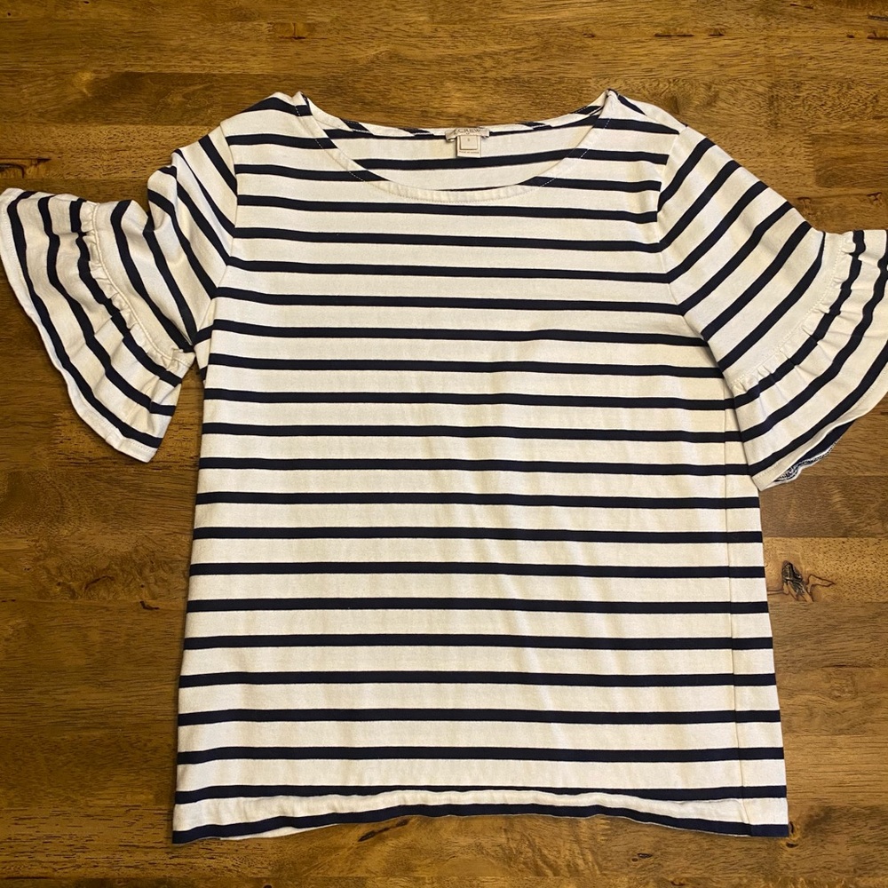 J Crew peplum style striped tee
